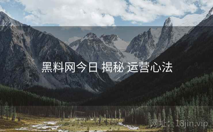黑料网今日 揭秘 运营心法